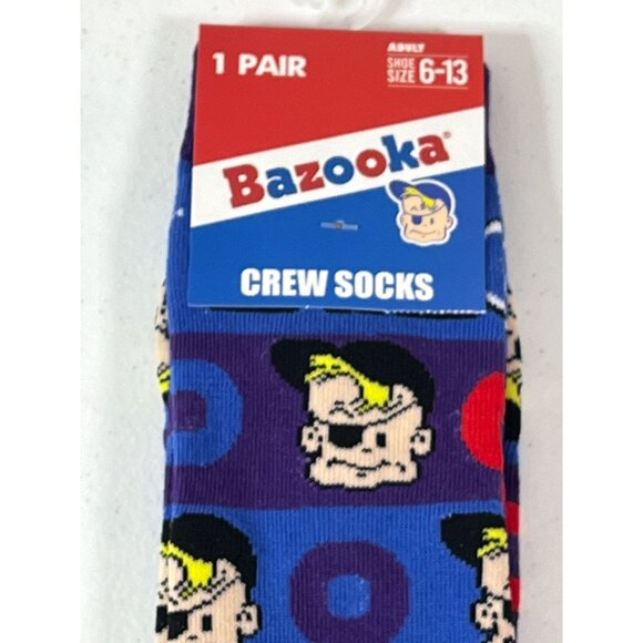 Bazooka Joe Crew Socks Men’s 6–13 Gum Comic Graphic Funny Novelty Gift 1 Pair - Picture 2 of 5